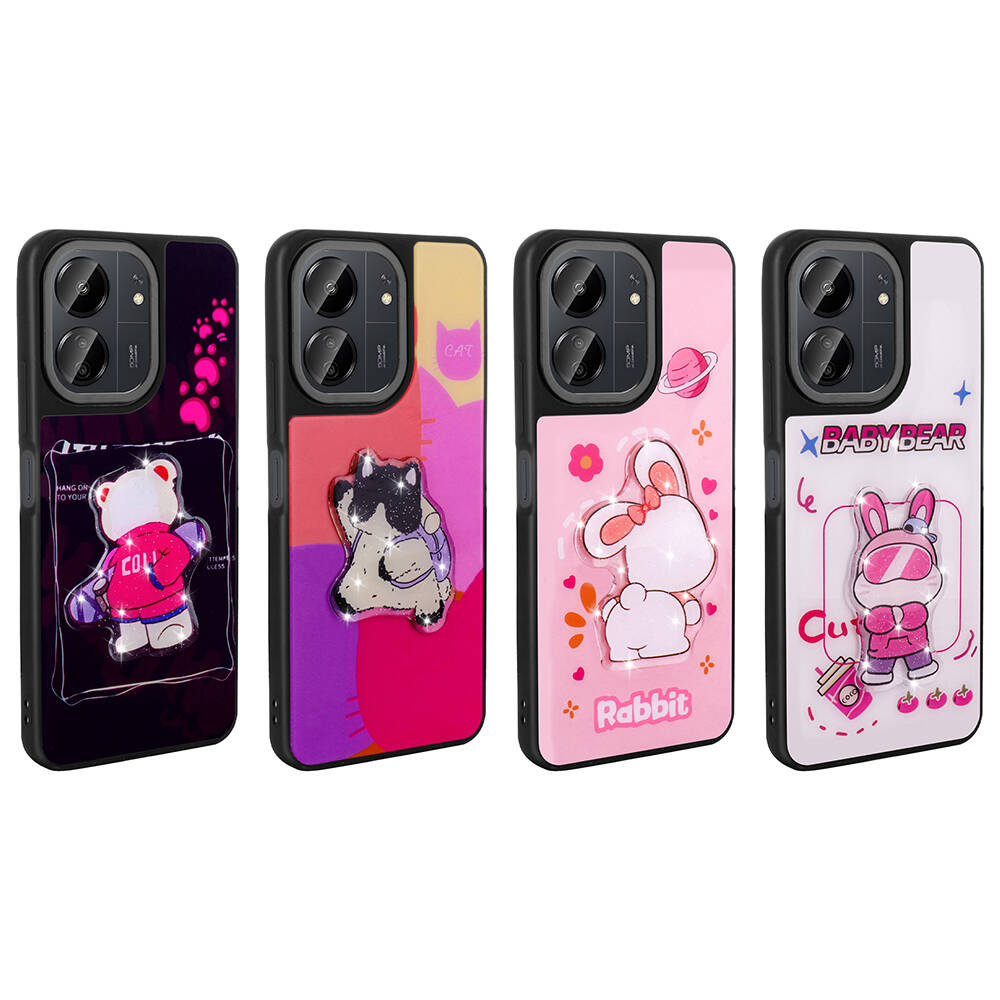 Xiaomi Poco C65 Kılıf Parlayan Kabartmalı İkonik Figürlü Zore Amas Silikon Kapak - 1