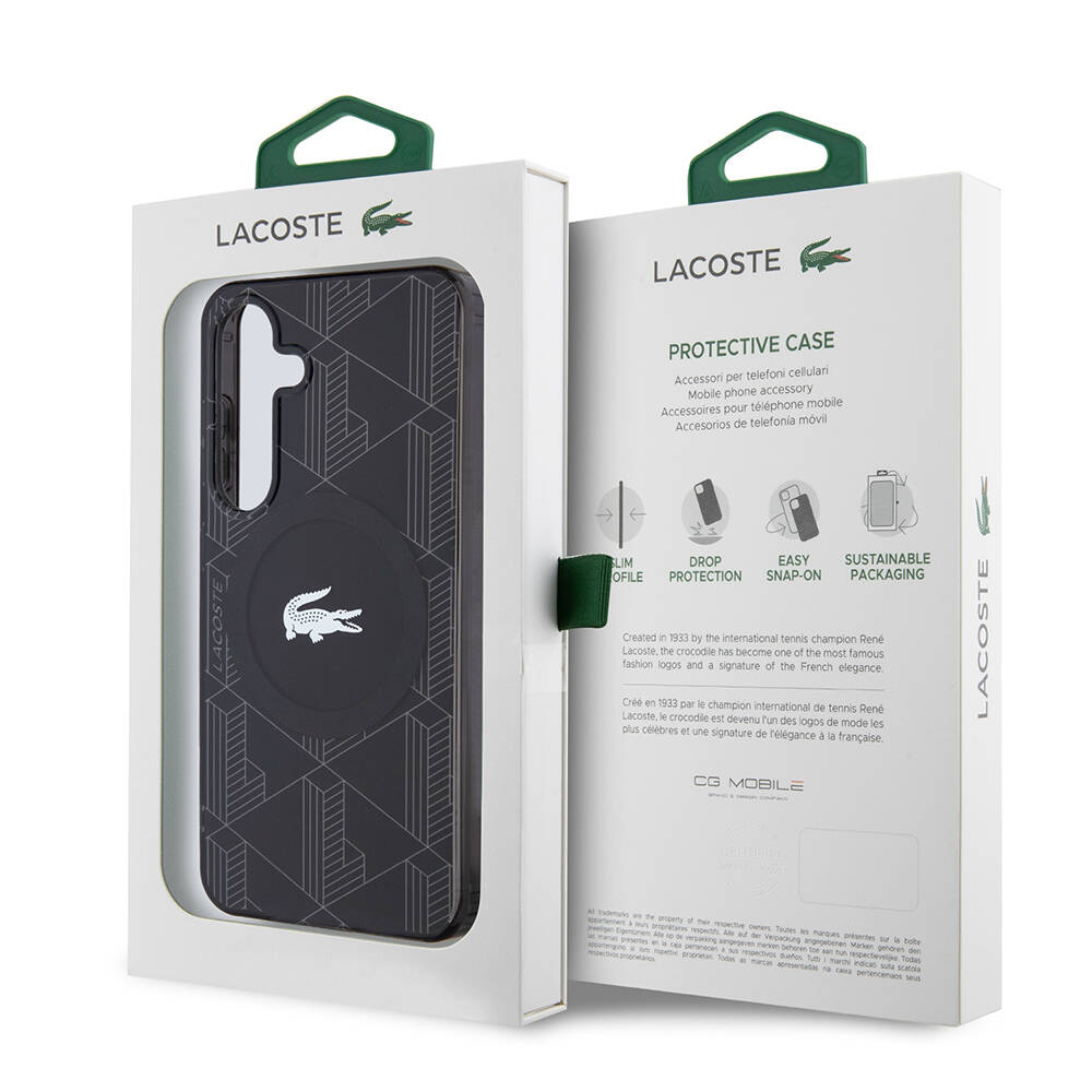 Samsung Galaxy S24 Uyumlu Kılıf Lacoste Orjinal Lisanslı Magsafe Şarj Özellikli Çift Katmanlı Timsah Logolu Blend Monogram Kapak - 6