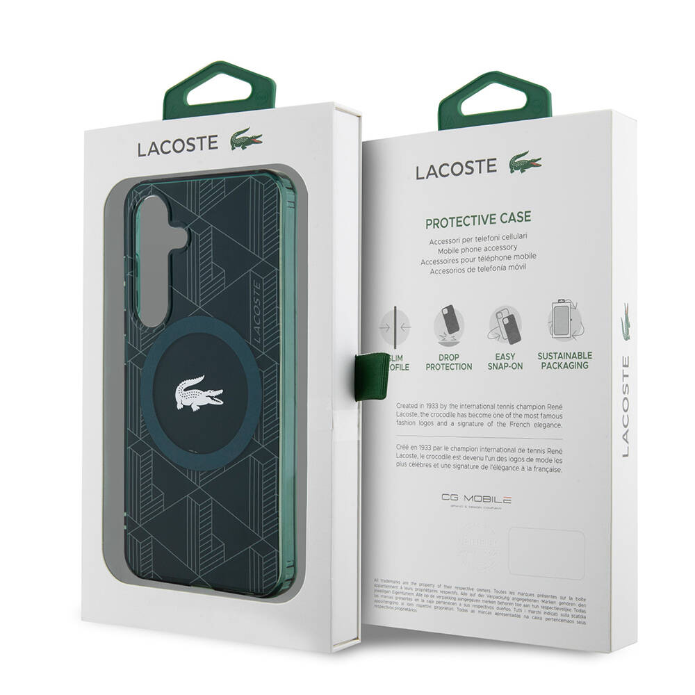 Samsung Galaxy S24 Uyumlu Kılıf Lacoste Orjinal Lisanslı Magsafe Şarj Özellikli Çift Katmanlı Timsah Logolu Blend Monogram Kapak - 20