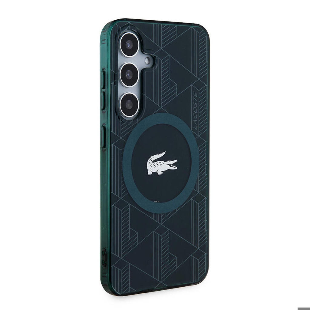 Samsung Galaxy S24 Uyumlu Kılıf Lacoste Orjinal Lisanslı Magsafe Şarj Özellikli Çift Katmanlı Timsah Logolu Blend Monogram Kapak