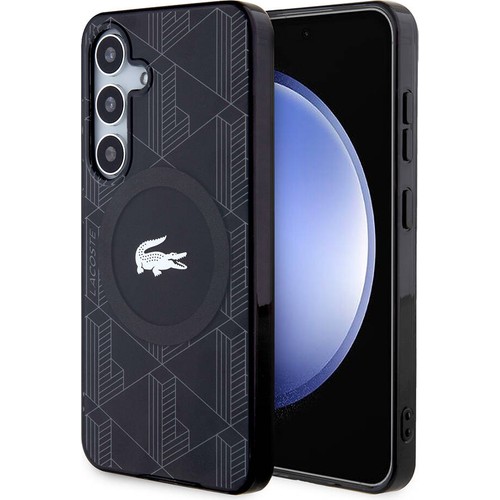 Samsung Galaxy S24 Uyumlu Kılıf Lacoste Orjinal Lisanslı Magsafe Şarj Özellikli Çift Katmanlı Timsah Logolu Blend Monogram Kapak