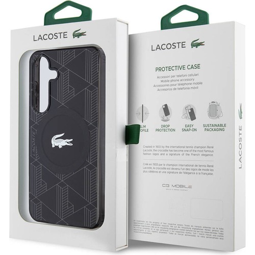 Samsung Galaxy S24 Uyumlu Kılıf Lacoste Orjinal Lisanslı Magsafe Şarj Özellikli Çift Katmanlı Timsah Logolu Blend Monogram Kapak