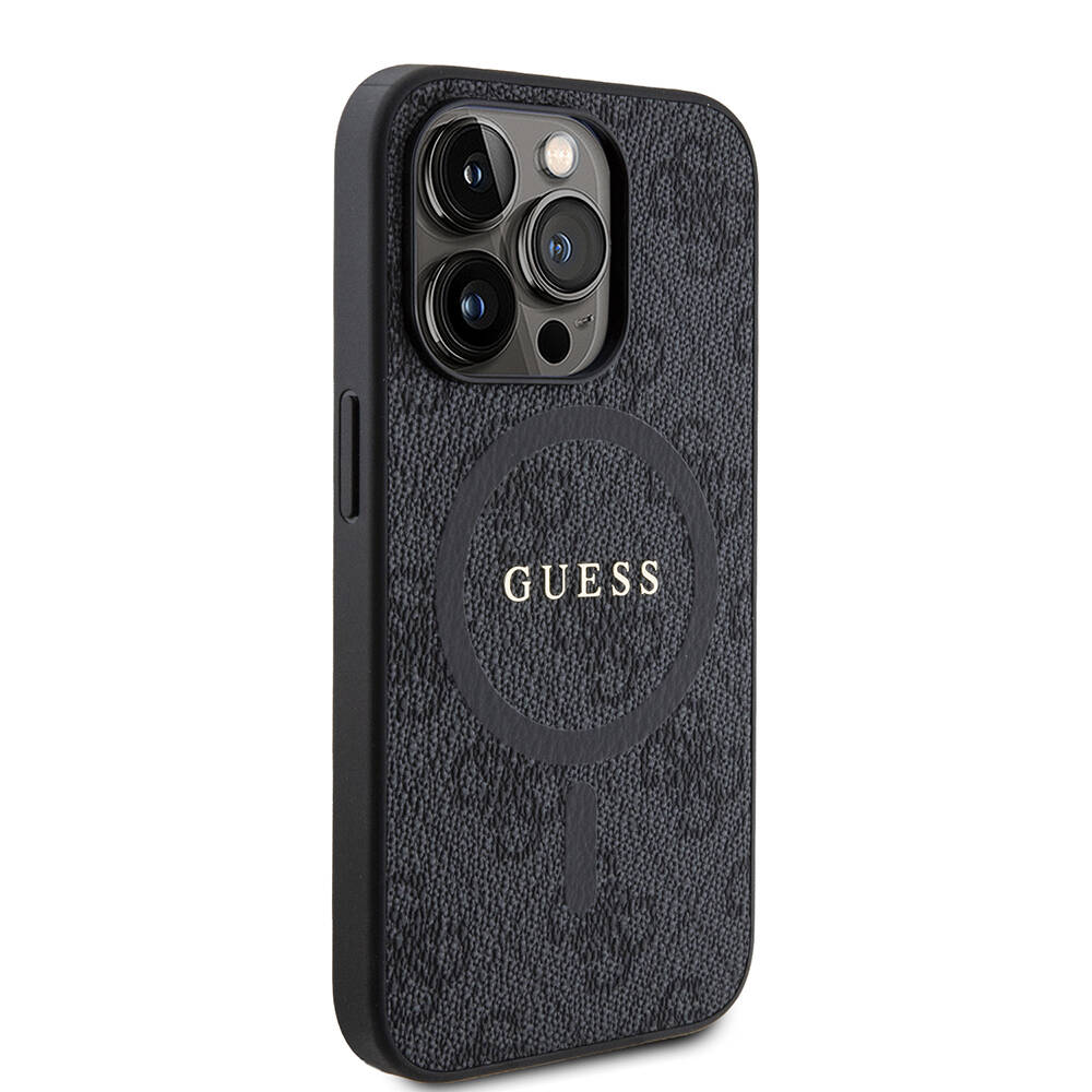 Apple iPhone 15 Pro Uyumlu Kılıf Guess Orjinal Lisanslı Magsafe Şarj Özellikli 4G Desenli Yazı Logolu Kapak - 3