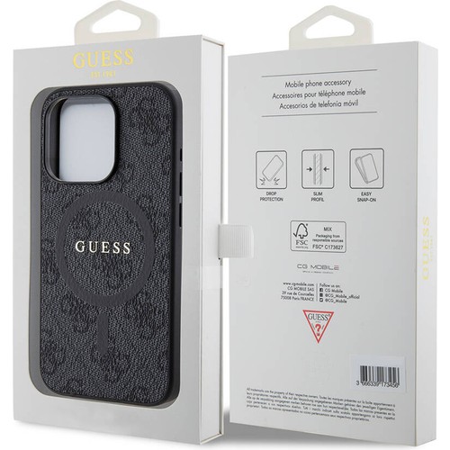 Apple iPhone 15 Pro Uyumlu Kılıf Guess Orjinal Lisanslı Magsafe Şarj Özellikli 4G Desenli Yazı Logolu Kapak
