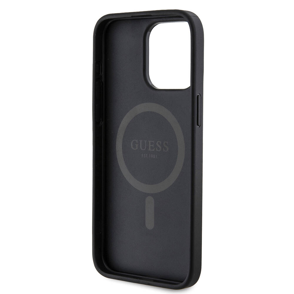 Apple iPhone 15 Pro Max Uyumlu Kılıf Guess Orjinal Lisanslı Magsafe Şarj Özellikli 4G Desenli Yazı Logolu Kapak - 6