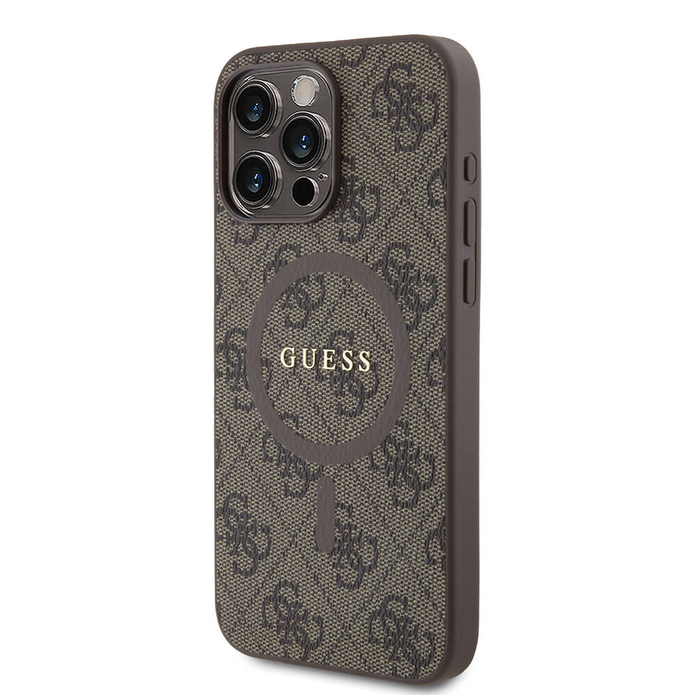 Apple iPhone 15 Pro Max Uyumlu Kılıf Guess Orjinal Lisanslı Magsafe Şarj Özellikli 4G Desenli Yazı Logolu Kapak - 9