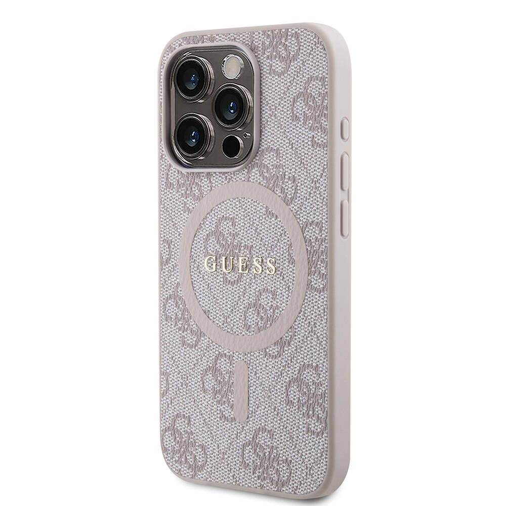 Apple iPhone 15 Pro Max Uyumlu Kılıf Guess Orjinal Lisanslı Magsafe Şarj Özellikli 4G Desenli Yazı Logolu Kapak - 15