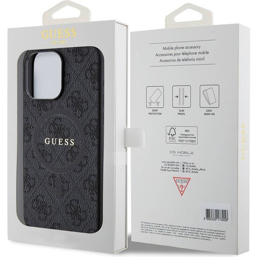 Apple iPhone 15 Pro Max Uyumlu Kılıf Guess Orjinal Lisanslı Magsafe Şarj Özellikli 4G Desenli Yazı Logolu Kapak