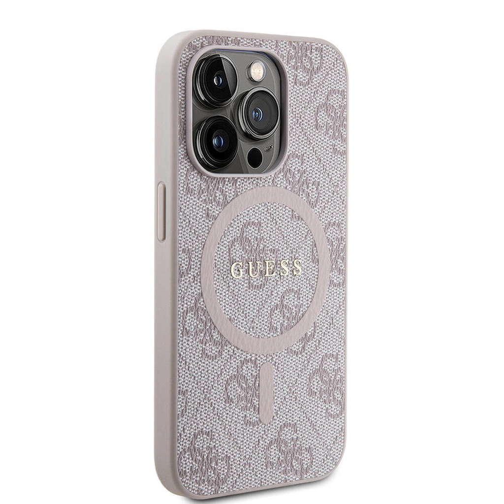 Apple iPhone 15 Pro Max Uyumlu Kılıf Guess Orjinal Lisanslı Magsafe Şarj Özellikli 4G Desenli Yazı Logolu Kapak