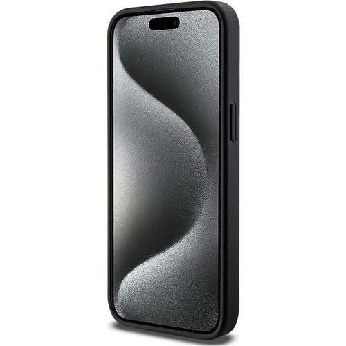 Apple iPhone 15 Pro Max Uyumlu Kılıf Guess Magsafe Şarj Özellikli PU Deri Desenli Metal Plaka Logolu Kapak