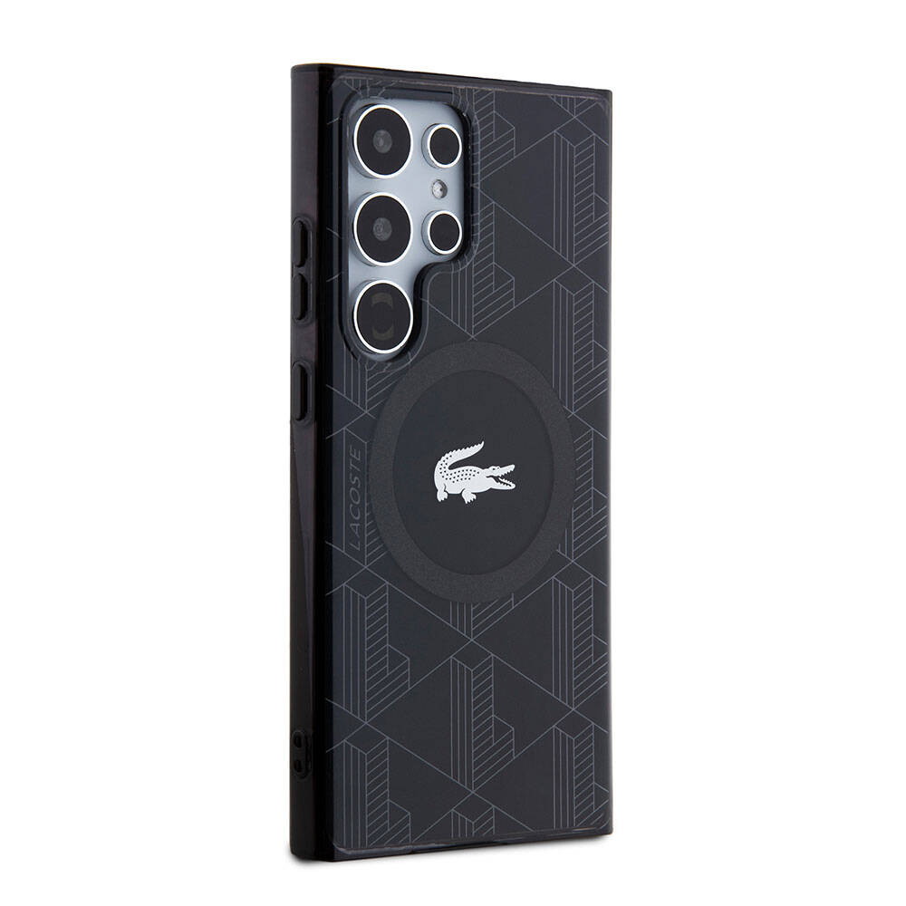 Samsung Galaxy S24 Ultra Uyumlu Kılıf Lacoste Orjinal Lisanslı Magsafe Şarj Özellikli Çift Katmanlı Timsah Logolu Blend Monogram Kapak - 3