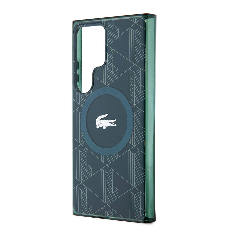 Samsung Galaxy S24 Ultra Uyumlu Kılıf Lacoste Orjinal Lisanslı Magsafe Şarj Özellikli Çift Katmanlı Timsah Logolu Blend Monogram Kapak - 18
