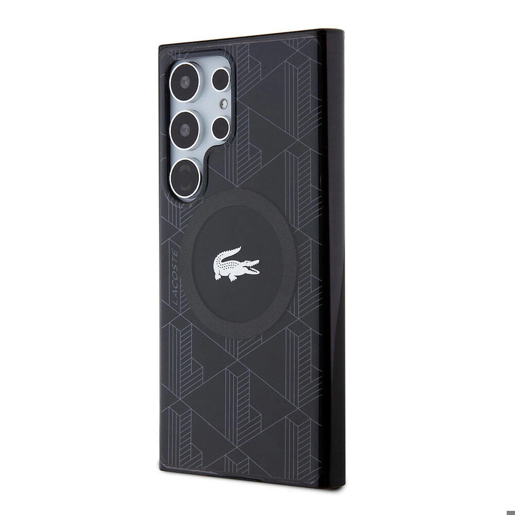 Samsung Galaxy S24 Ultra Uyumlu Kılıf Lacoste Orjinal Lisanslı Magsafe Şarj Özellikli Çift Katmanlı Timsah Logolu Blend Monogram Kapak