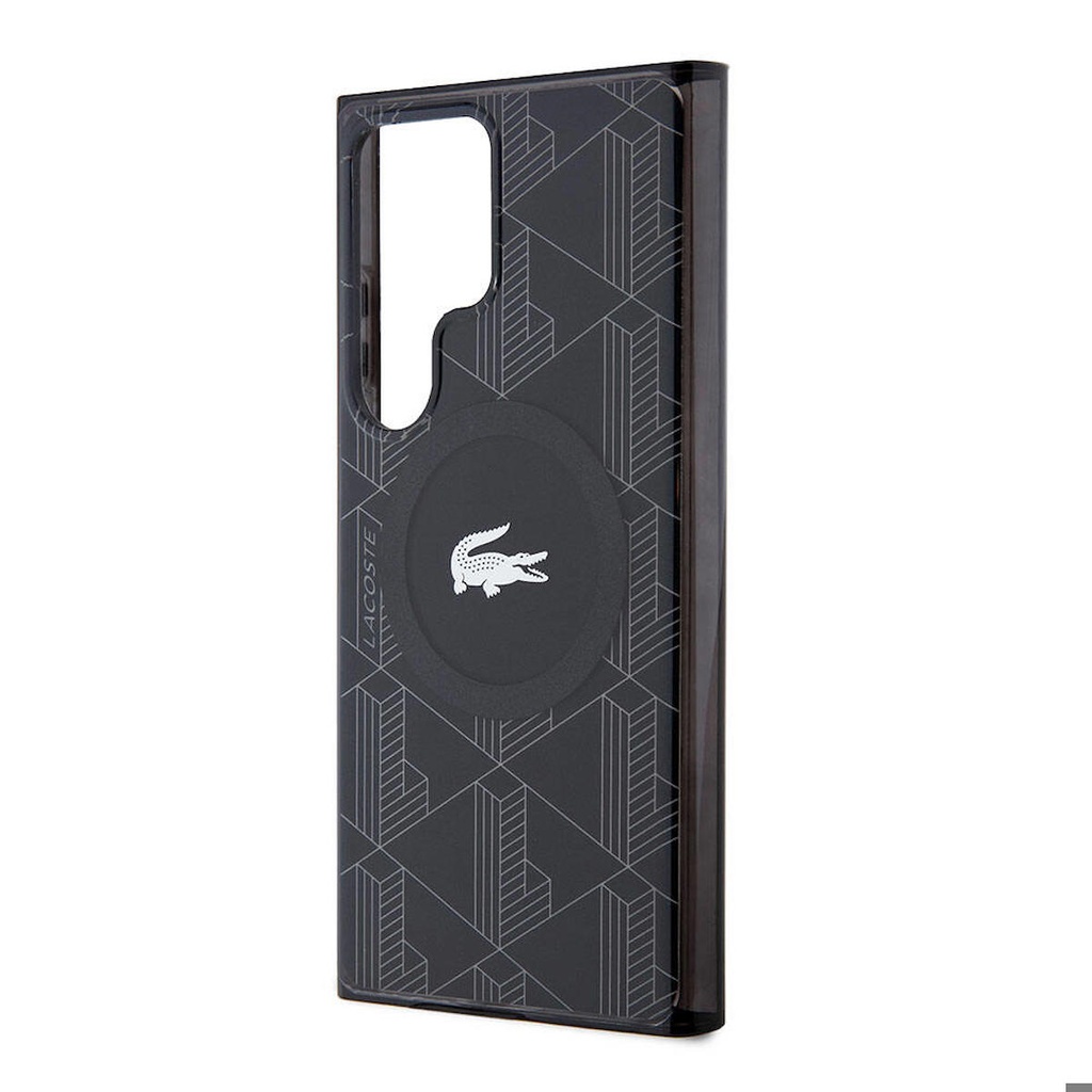 Samsung Galaxy S24 Ultra Uyumlu Kılıf Lacoste Orjinal Lisanslı Magsafe Şarj Özellikli Çift Katmanlı Timsah Logolu Blend Monogram Kapak