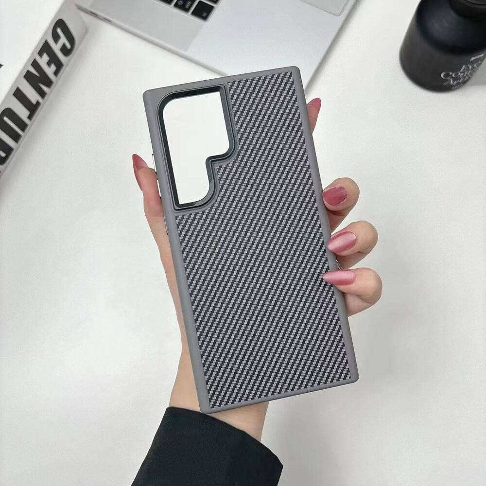 Samsung Galaxy S24 Ultra Uyumlu Kılıf Magsafe Şarj Özellikli Karbon Fiber Görünümlü Zore Troy Kapak - 5