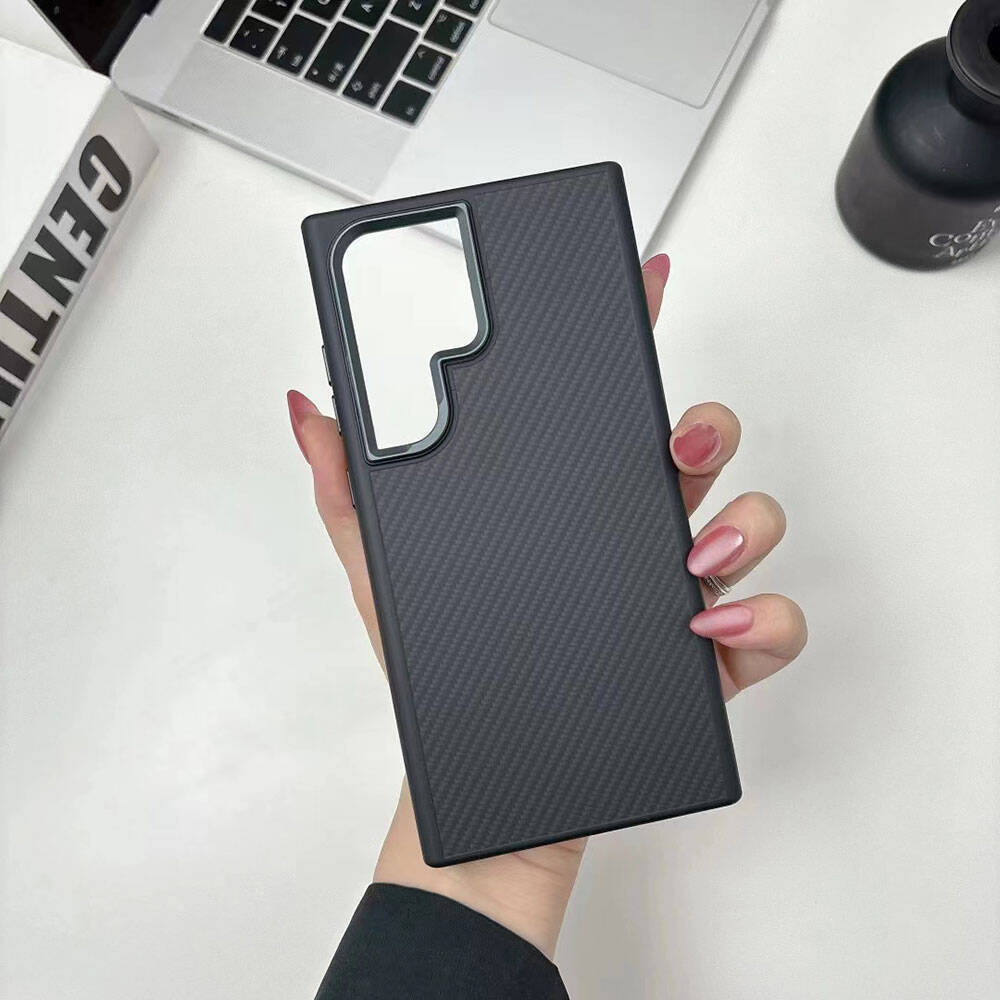 Samsung Galaxy S24 Ultra Uyumlu Kılıf Magsafe Şarj Özellikli Karbon Fiber Görünümlü Zore Troy Kapak - 6