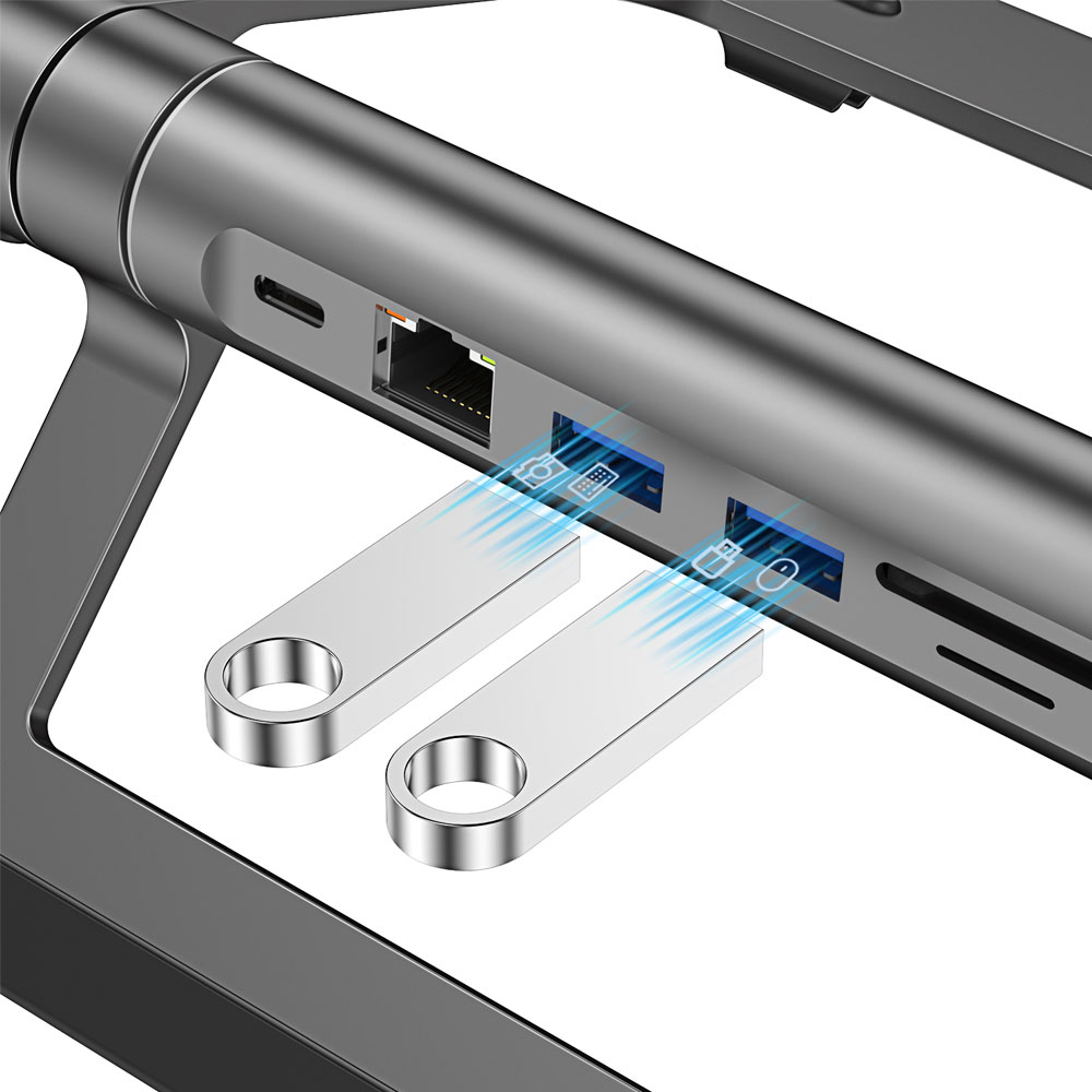 Wiwu A821CH 8in1 Hub Bağlantı İstasyonlu Notebook Laptop Standı PD3.0/USB3.0/RJ45 (1000Mbps)/SD/TF/HDMI (4K@30Hz) - 3