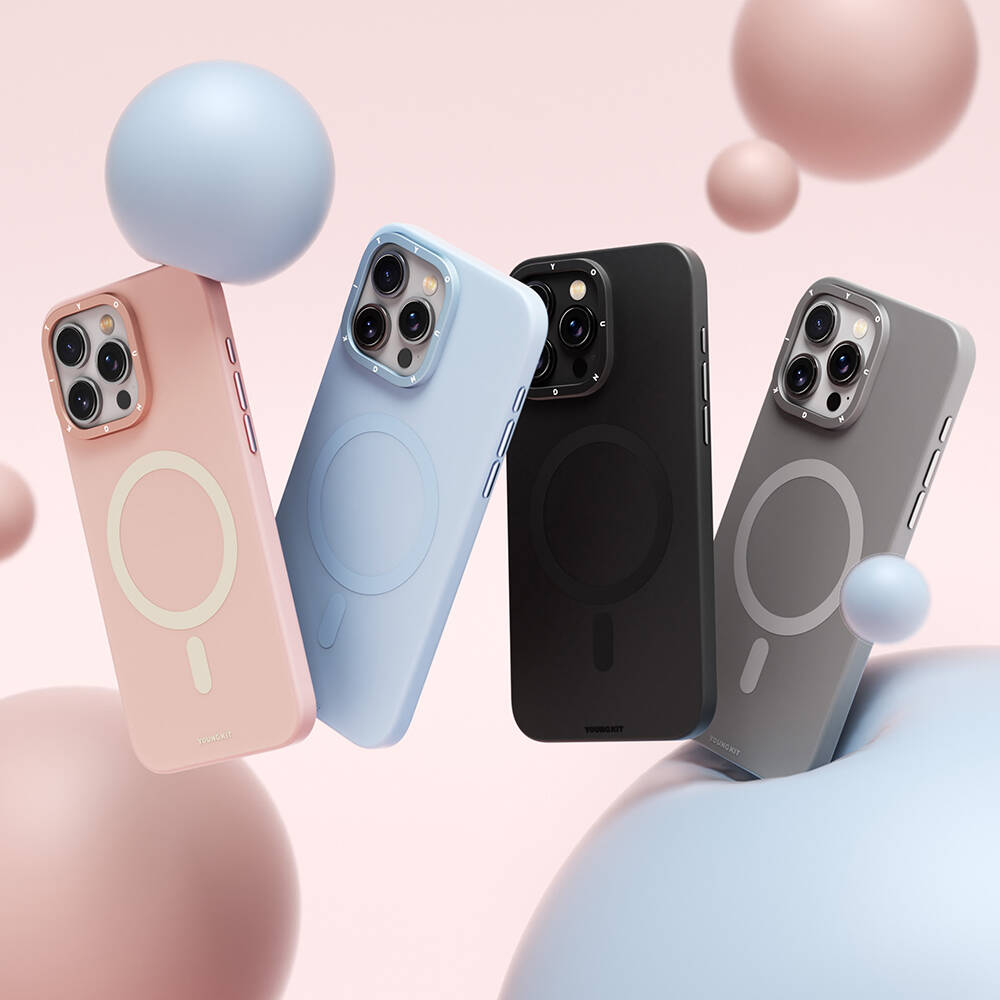 Apple iPhone 15 Pro Uyumlu Kılıf Magsafe Şarj Özellikli Çizilmeye ve Aşınmaya Dayanıklı Youngkit Velvet Magnet Serisi Kapak - 12