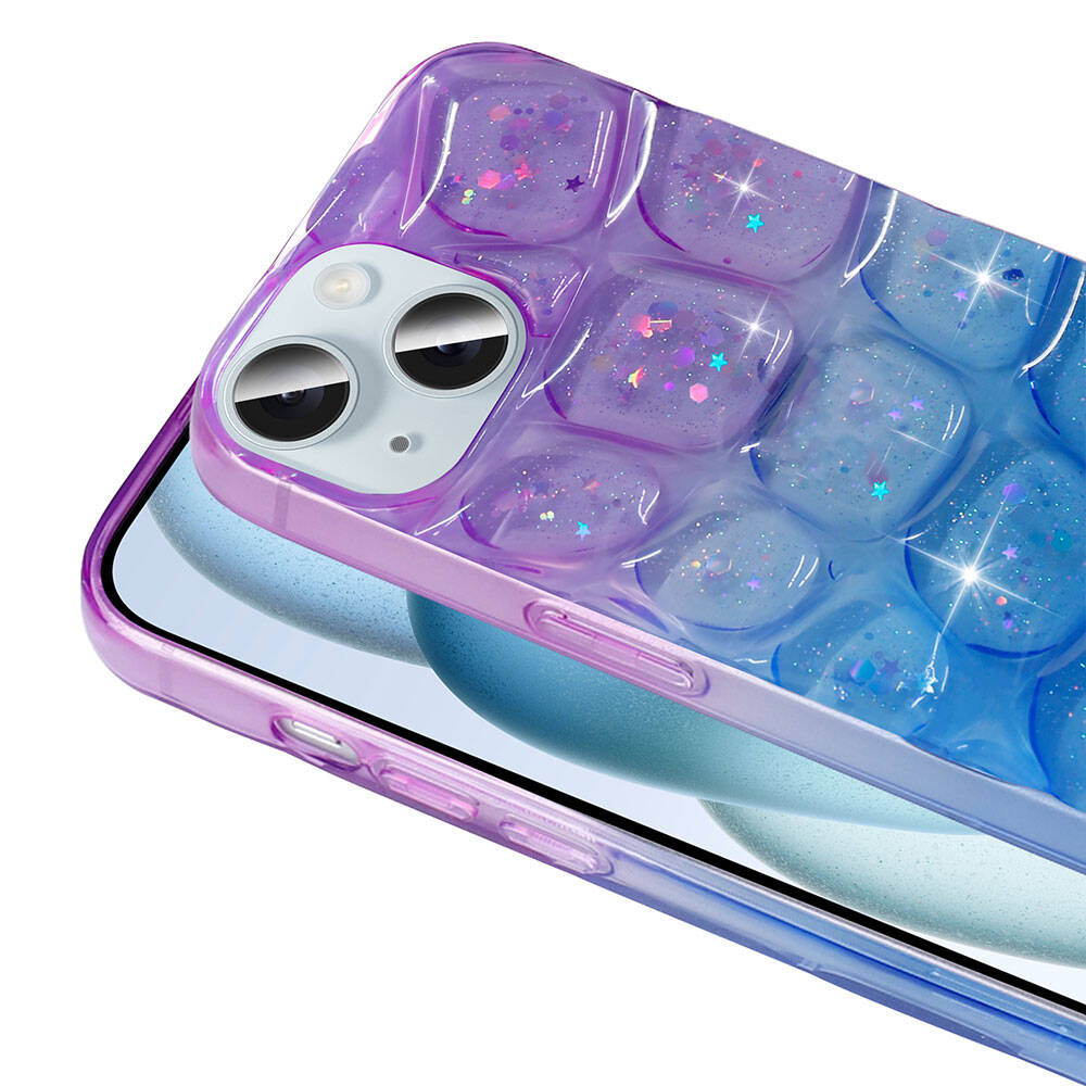 Apple iPhone 15 Uyumlu Kılıf Simli 3D Desenli Zore Hacar Kapak - 7