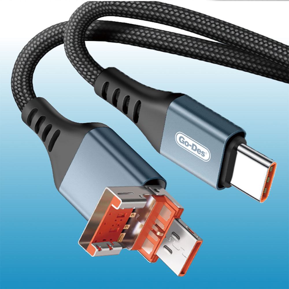 Go Des GD-UC593 Biyonik Terminal Tasarım PD65W Type-C to Type-C & USB-A to Type-C Kablo - 3
