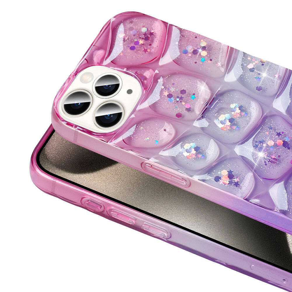 Apple iPhone 15 Pro Uyumlu Kılıf Simli 3D Desenli Zore Hacar Kapak - 6