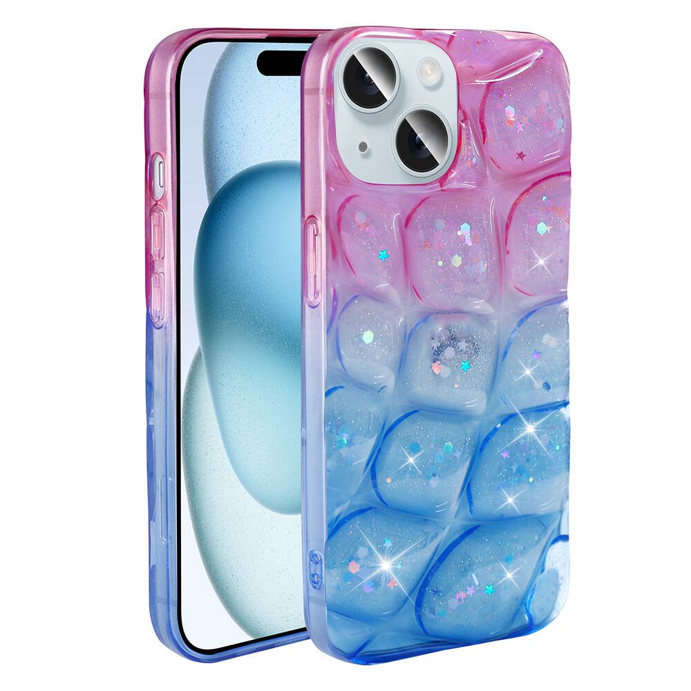 Apple iPhone 14 Uyumlu Kılıf Simli 3D Desenli Zore Hacar Kapak - 5