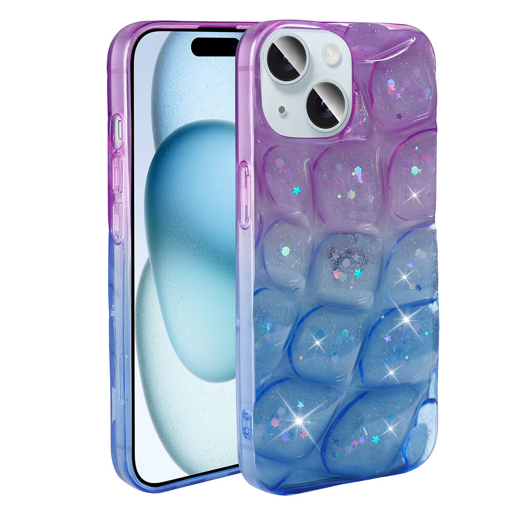Apple iPhone 14 Uyumlu Kılıf Simli 3D Desenli Zore Hacar Kapak - 7