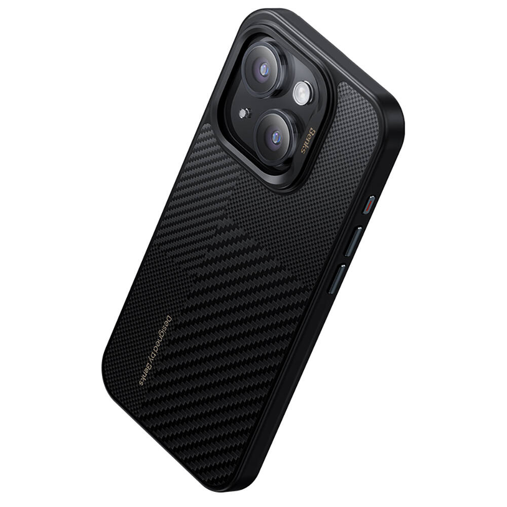 Apple iPhone 14 Pro Uyumlu Kılıf Magsafe Şarj Özellikli Karbon Fiber Benks Montage Hybrid ArmorPro Kevlar Kapak - 9