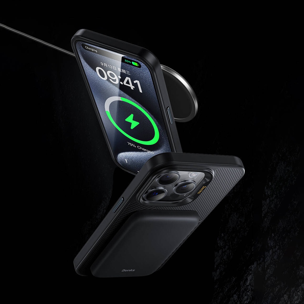 Apple iPhone 14 Pro Max Uyumlu Kılıf Magsafe Şarj Özellikli Karbon Fiber Benks Montage Hybrid ArmorPro Kevlar Kapak - 6