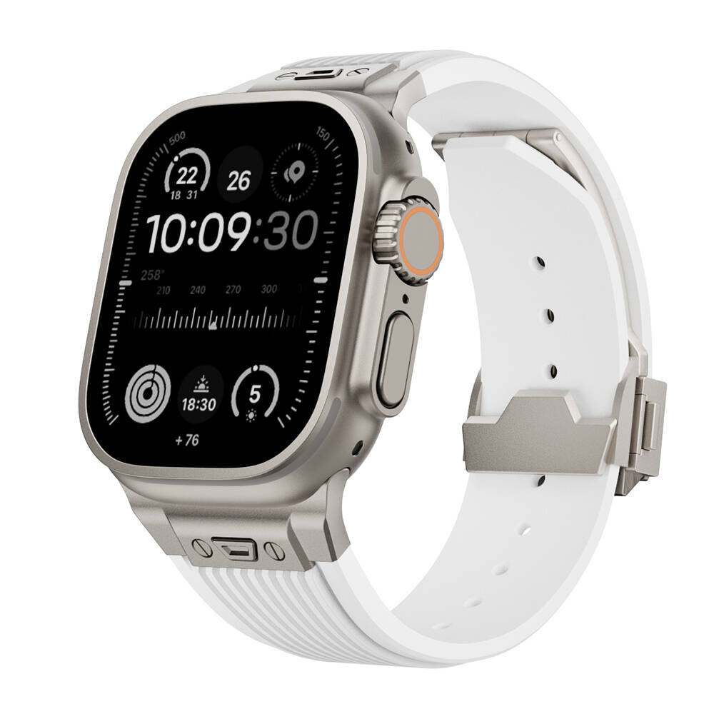 Apple Watch 7 45mm Uyumlu KRD-113 Spor Görünümlü Silikon Kordon