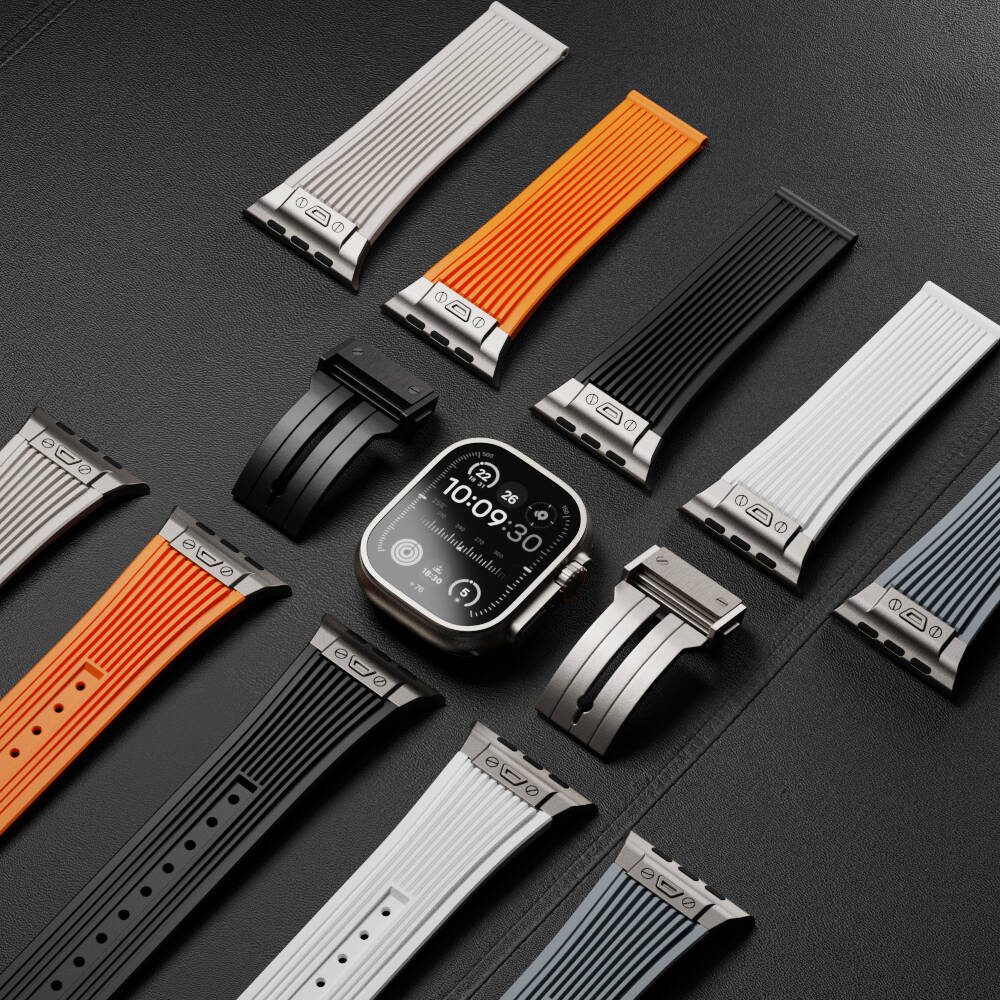 Apple Watch 7 45mm Uyumlu KRD-113 Spor Görünümlü Silikon Kordon