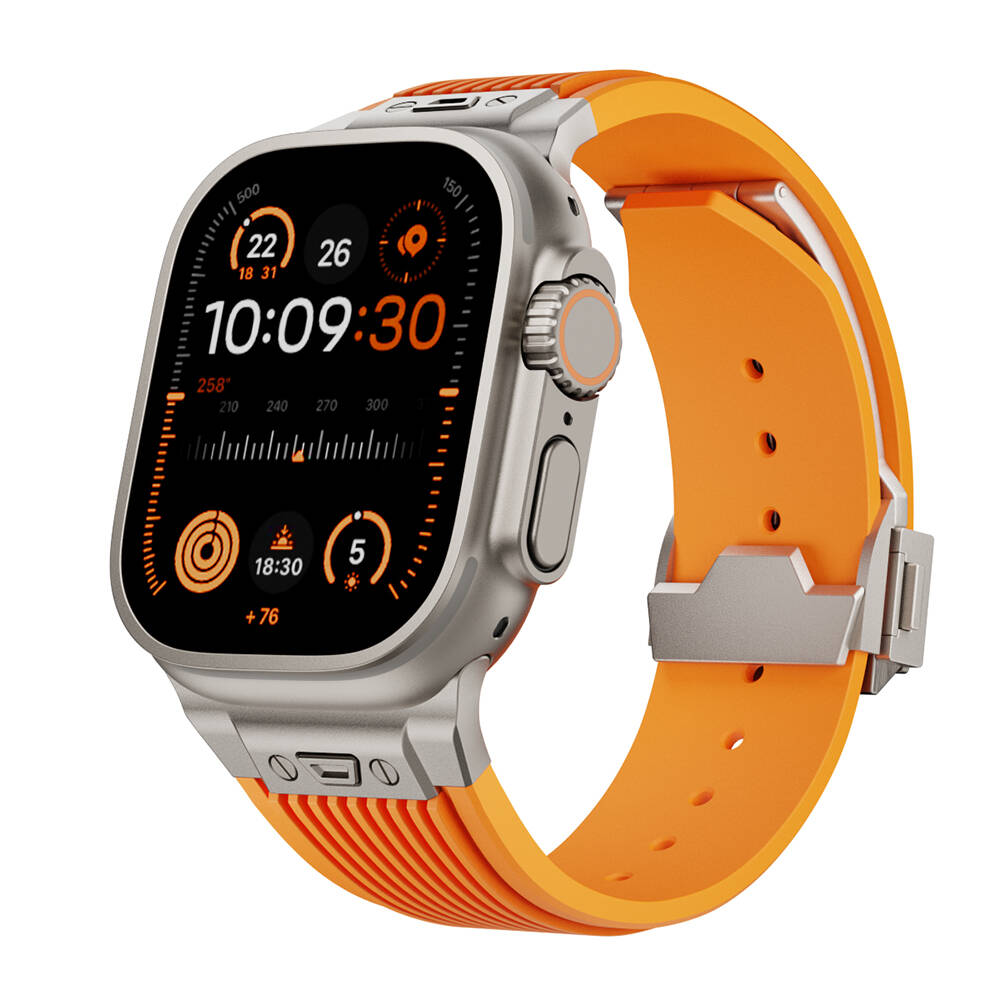 Apple Watch 7 45mm Uyumlu KRD-113 Spor Görünümlü Silikon Kordon