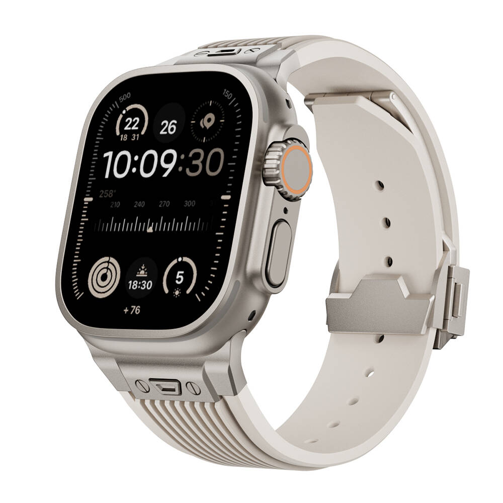 Apple Watch 7 45mm Uyumlu KRD-113 Spor Görünümlü Silikon Kordon