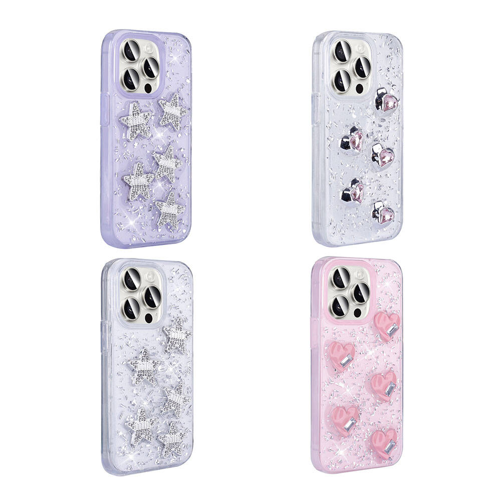 Apple iPhone 15 Pro Max Uyumlu Kılıf Airbagli Simli Arka Yüzey Zore Işıltı Silikon Kapak - 1