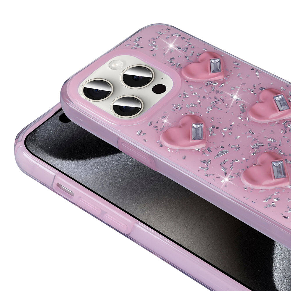 Apple iPhone 15 Pro Max Uyumlu Kılıf Airbagli Simli Arka Yüzey Zore Işıltı Silikon Kapak - 3