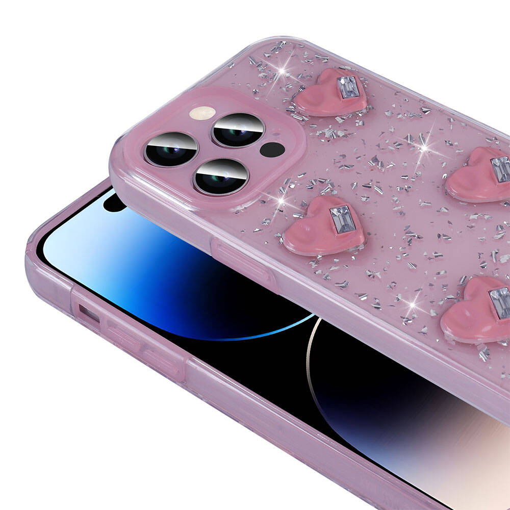 Apple iPhone 14 Pro Max Uyumlu Kılıf Airbagli Simli Arka Yüzey Zore Işıltı Silikon Kapak - 7