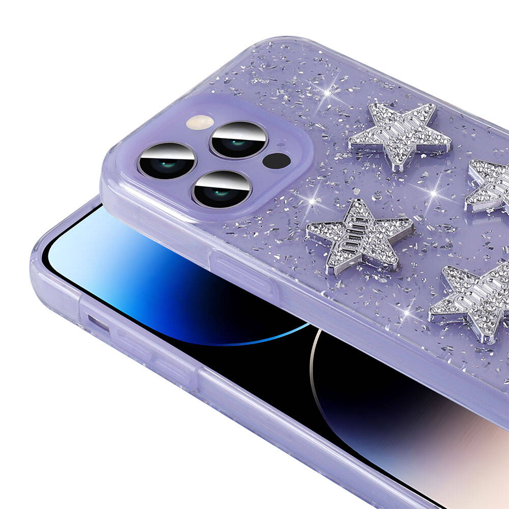 Apple iPhone 14 Pro Max Uyumlu Kılıf Airbagli Simli Arka Yüzey Zore Işıltı Silikon Kapak - 9