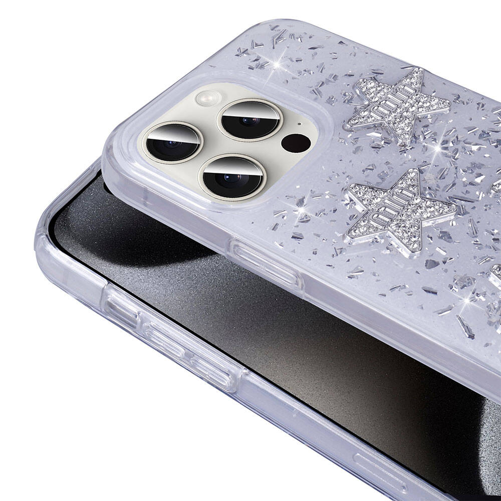 Apple iPhone 15 Pro Uyumlu Kılıf Airbagli Simli Arka Yüzey Zore Işıltı Silikon Kapak - 8