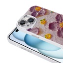 Apple iPhone 15 Uyumlu Kılıf Çiçek Desenli Parlak Taşlı Sert Silikon Zore Garden Kapak - 1