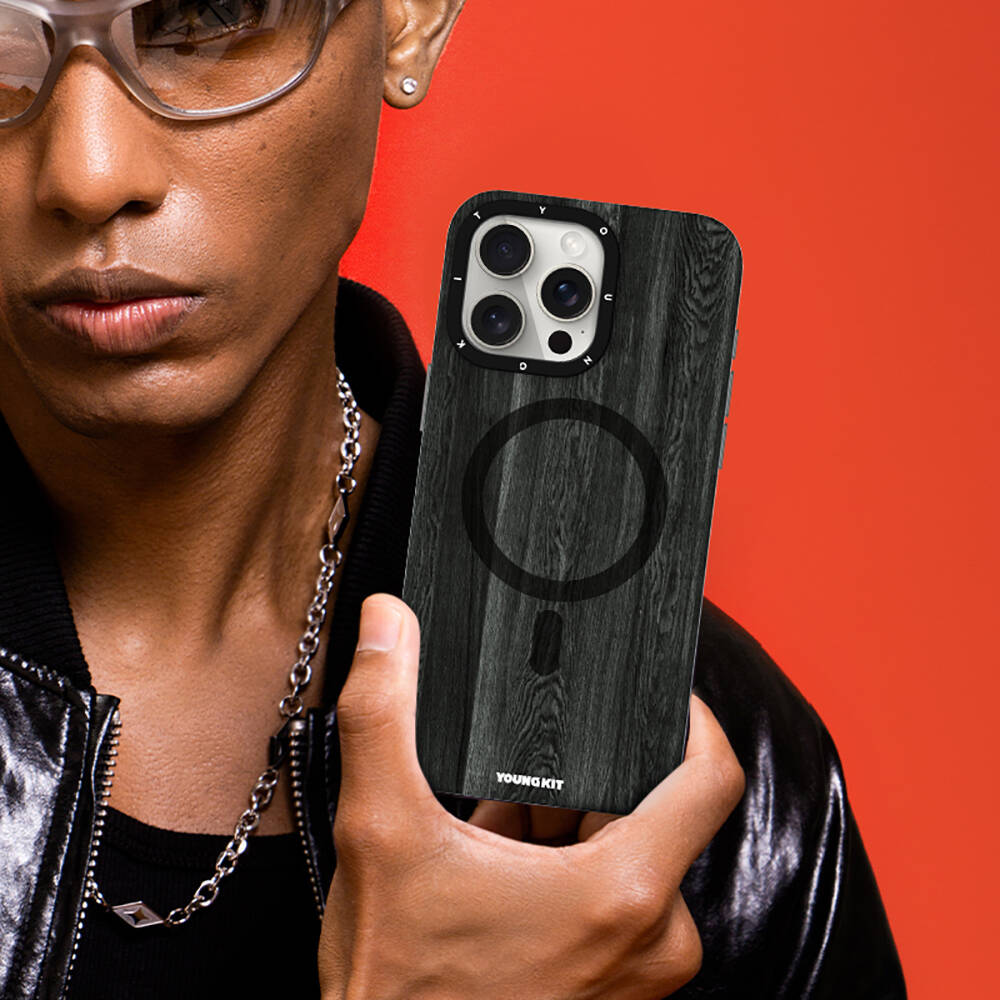 Apple iPhone 14 Pro Uyumlu Kılıf Magsafe Şarj Özellikli Sararmaya Dayanıklı Youngkit Wood Forest Serisi Kapak - 13