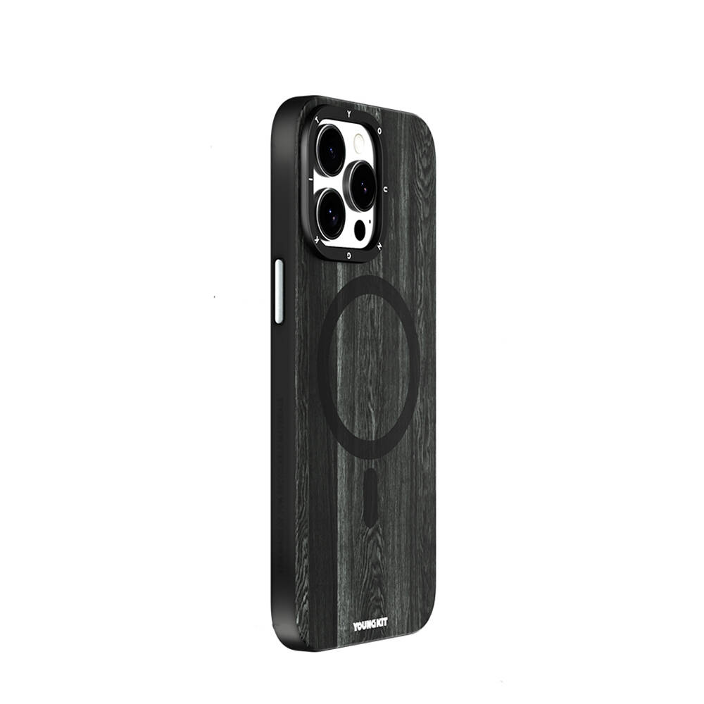 Apple iPhone 15 Pro Max Uyumlu Kılıf Magsafe Şarj Özellikli Sararmaya Dayanıklı Youngkit Wood Forest Serisi Kapak - 9