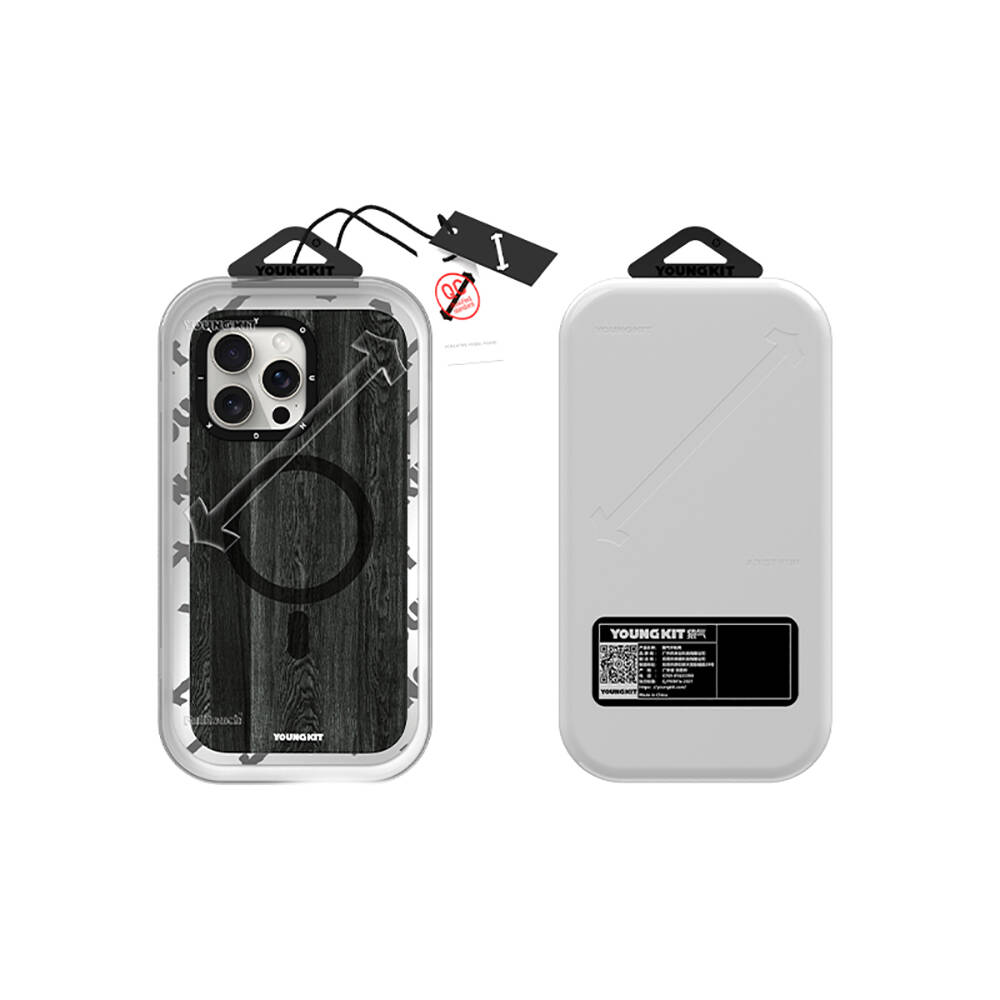 Apple iPhone 15 Pro Max Uyumlu Kılıf Magsafe Şarj Özellikli Sararmaya Dayanıklı Youngkit Wood Forest Serisi Kapak - 14