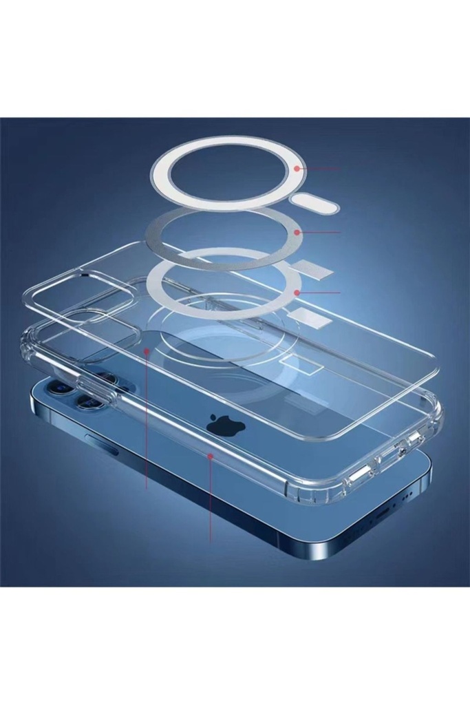 Apple iPhone 8 Uyumlu Kılıf Magsafe Şarj Özellikli Şeffaf Sert PC Zore Embos Kapak