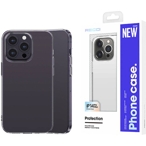Apple iPhone 14 Pro Max Uyumlu Kılıf Airbagli Şeffaf Darbe Emici Silikon Tasarımlı Recci Clarity Serisi Kapak