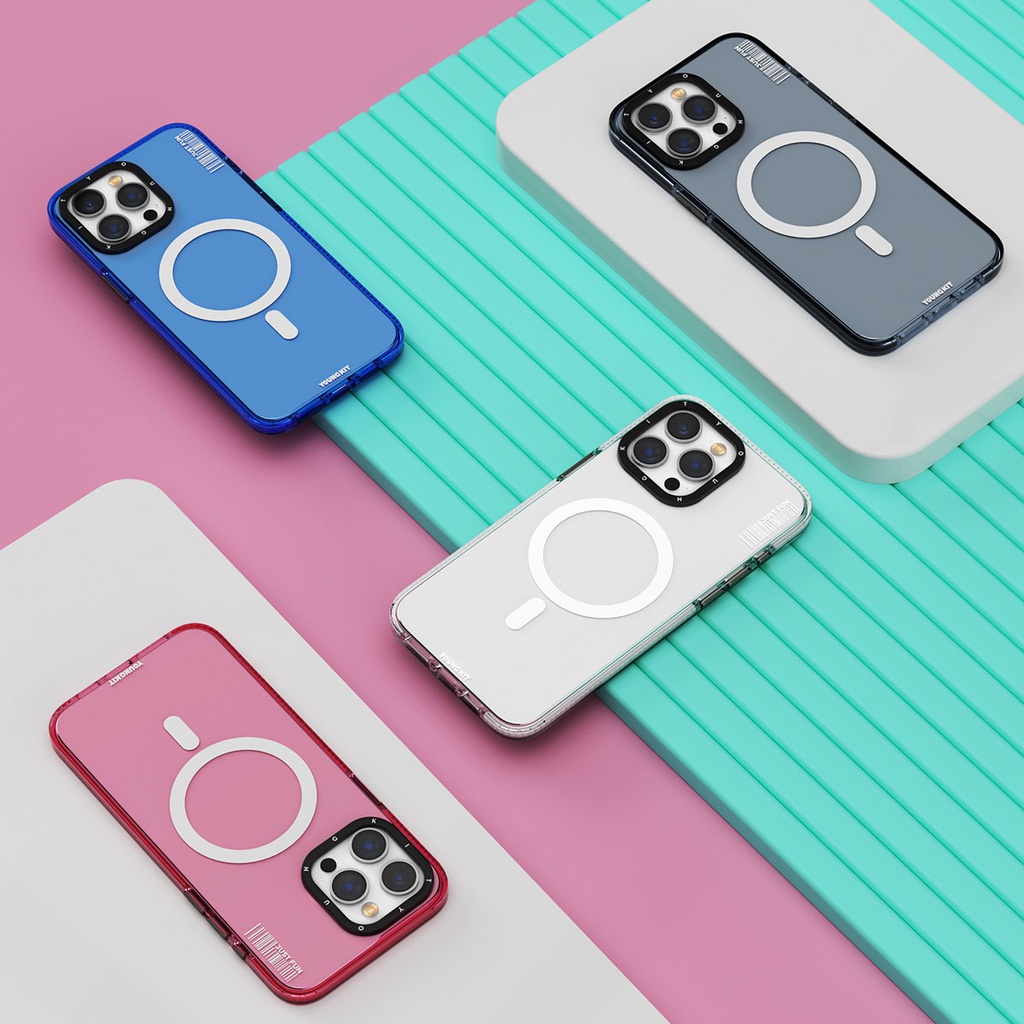 Apple iPhone 15 Pro Uyumlu Kılıf Magsafe Şarj Özellikli YoungKit Crystal Color Serisi Kapak - 6