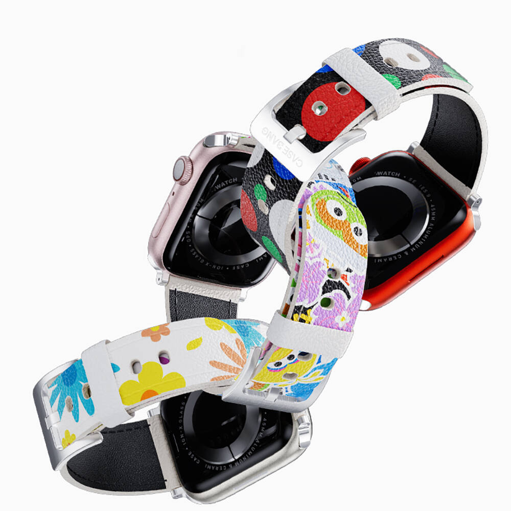 Apple Watch 44mm Uyumlu Casebang Sesame Street Serisi Deri Saat Kordon - 1