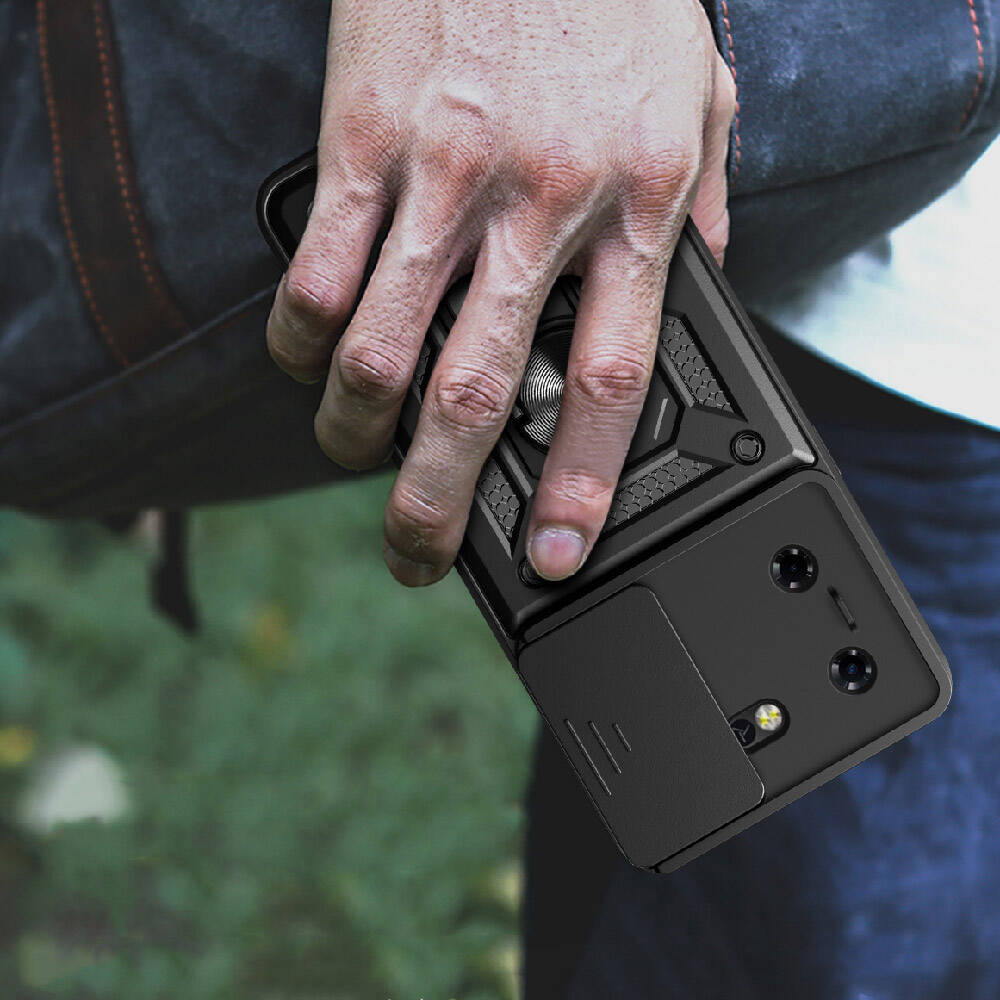 Tecno Pova 5 Uyumlu Kılıf Magnetik Standlı Kamera Korumalı Zore Sürgülü Vega Kapak - 1