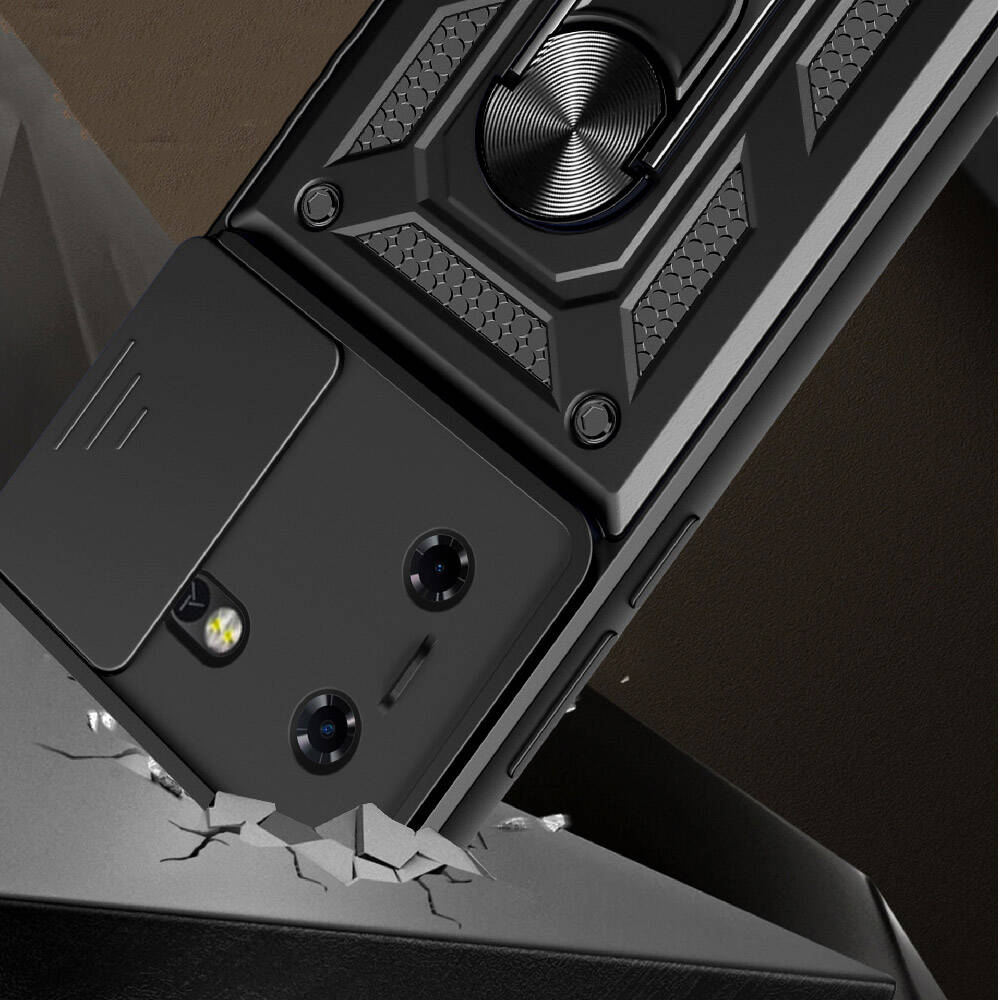 Tecno Pova 5 Uyumlu Kılıf Magnetik Standlı Kamera Korumalı Zore Sürgülü Vega Kapak - 2