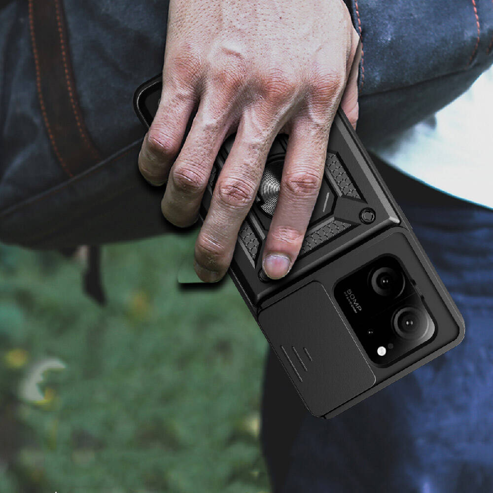 Xiaomi Mi 13T Uyumlu Kılıf Magnetik Standlı Kamera Korumalı Zore Sürgülü Vega Kapak - 5