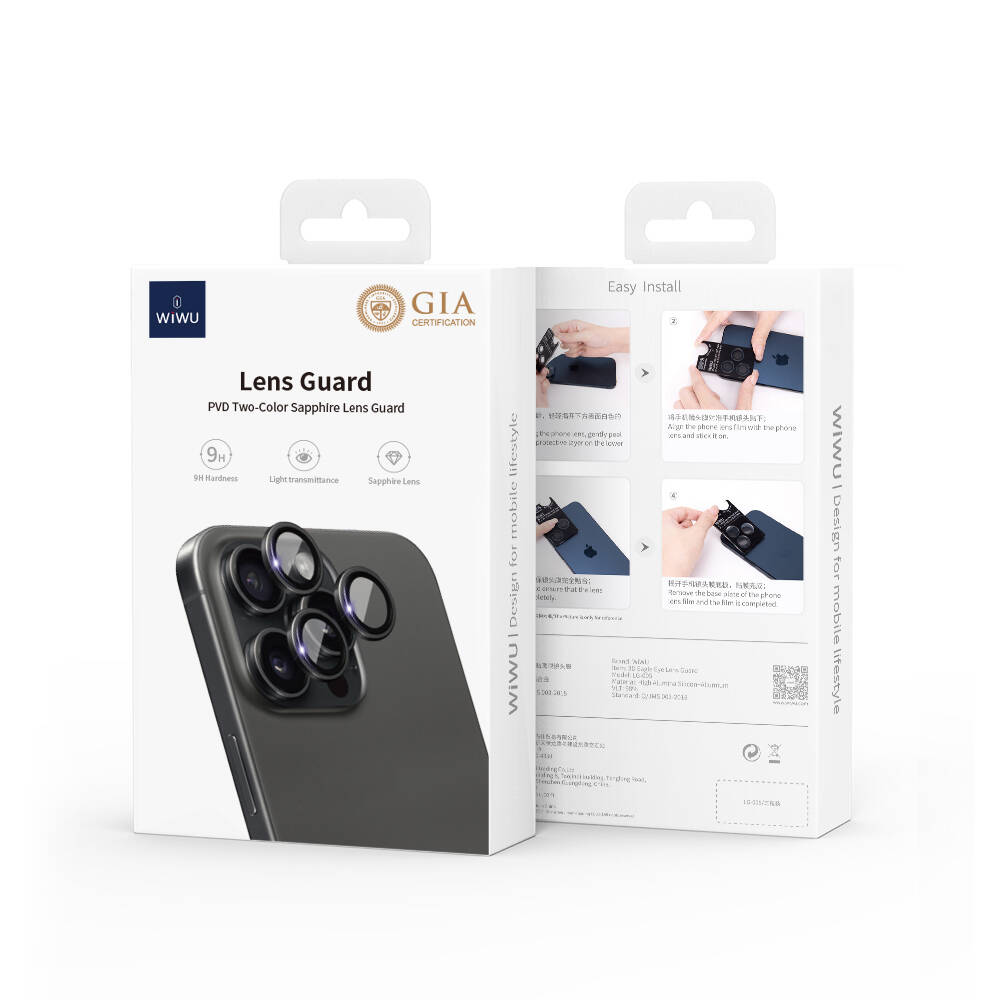 Apple iPhone 15 Pro Uyumlu Wiwu LG-003 Lens Guard Çizilmeye Karşı Dayanıklı Safir Kamera Lens Koruyucu - 5